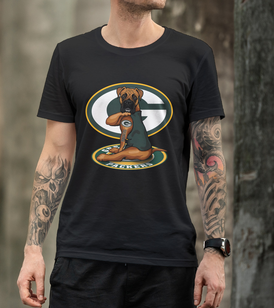 Boxer Packers Green Bay Logo Dog T-Shirt