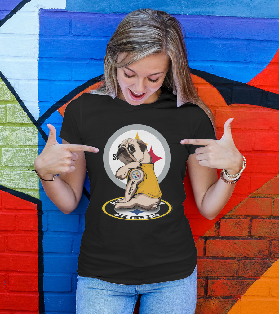 Steelers Pug Fan Football T-Shirt