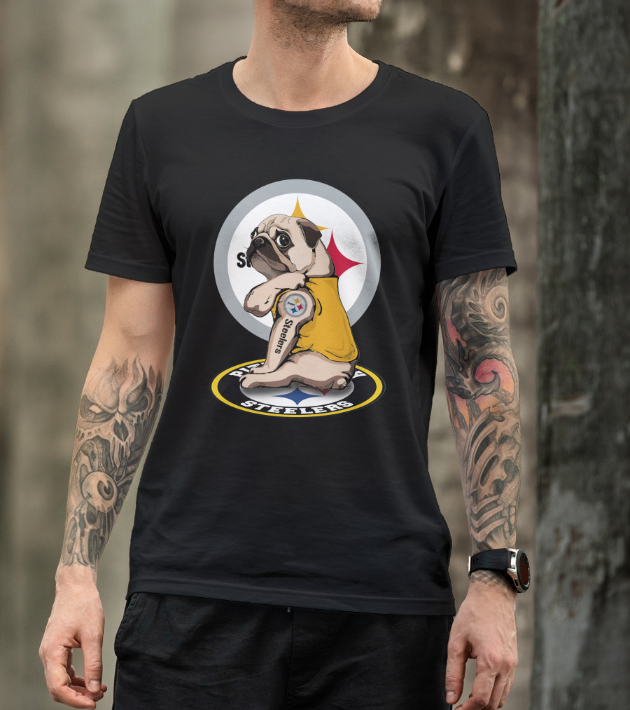 Steelers Pug Fan Football T-Shirt