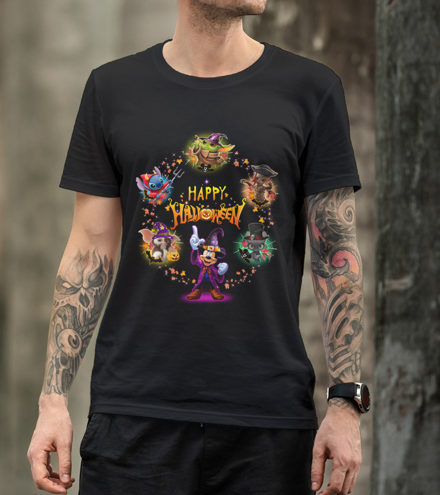 Happy Halloween Baby Yoda Friends Disney Characters T-Shirt