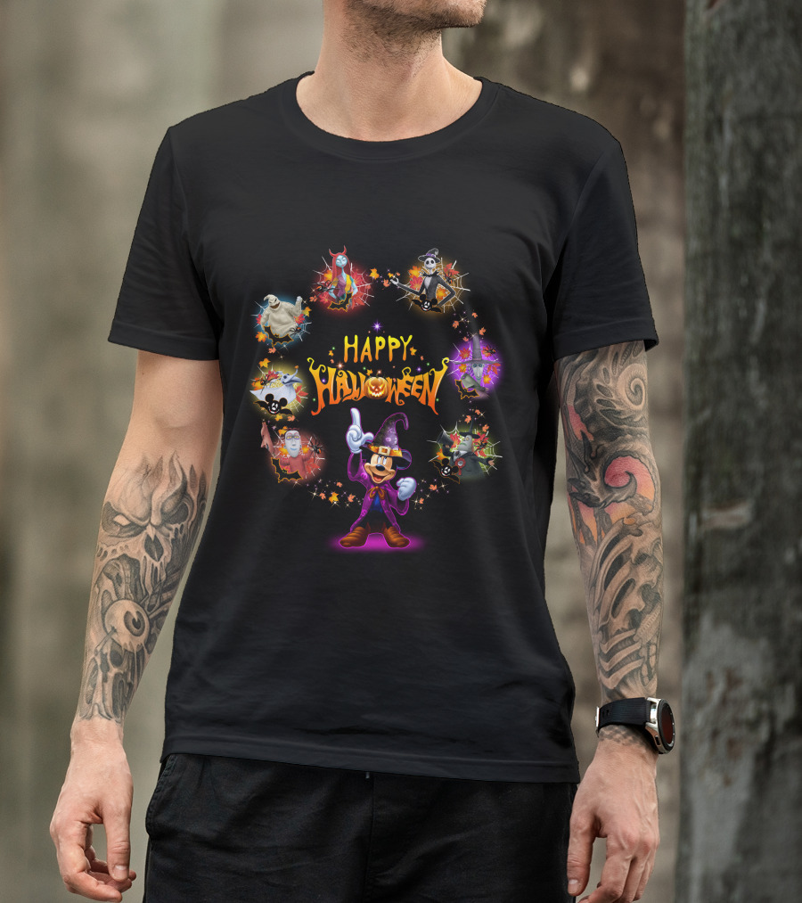 Happy Halloween Jack Skellington Mickey Mouse Witch Costume T-Shirt