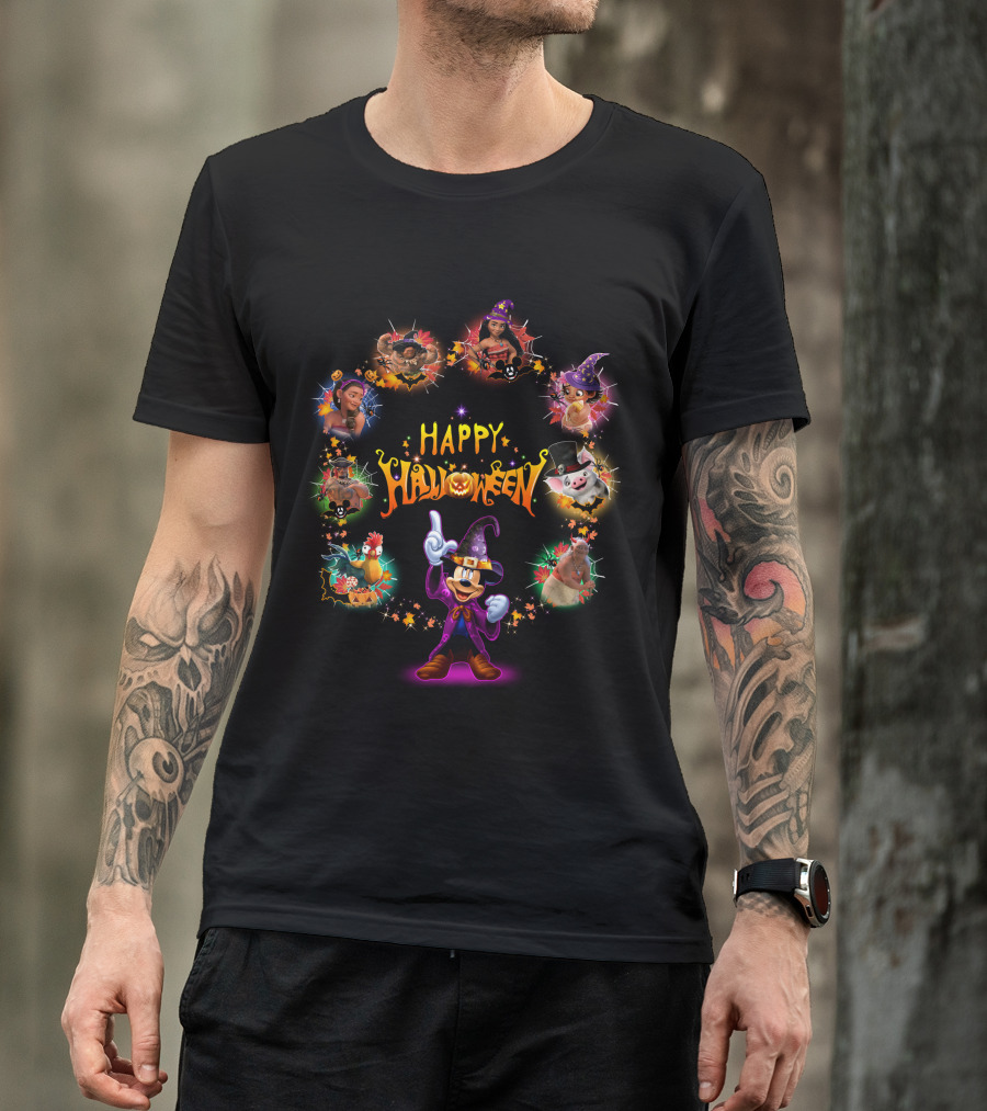 Happy Halloween Moana Disney Characters Mickey Mouse T-Shirt