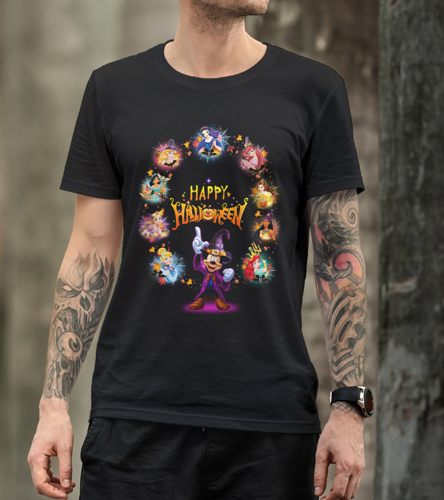 Happy Halloween Disney Princesses Mickey Halloween T-Shirt