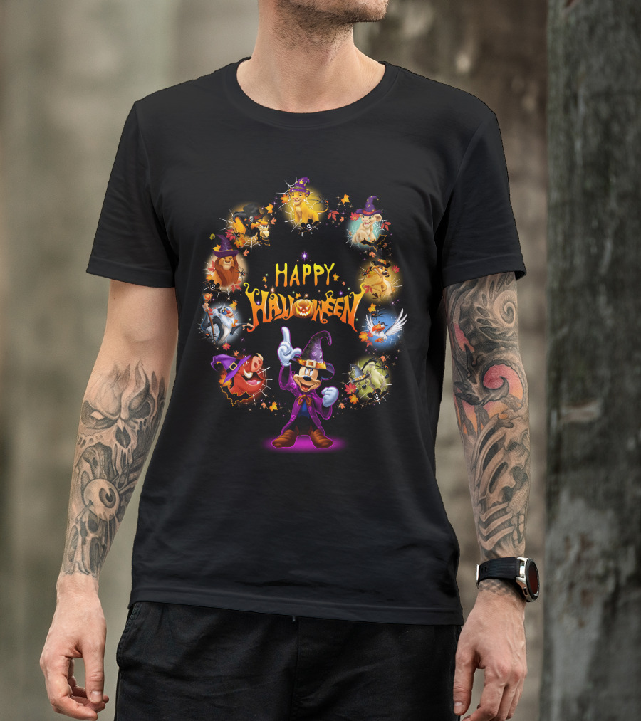 Happy Halloween Lion King Disney Characters Magic Circle T-Shirt