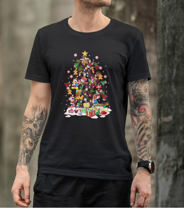 Mickey And Friends Christmas Tree With Donald Goofy And Disney Decorations T-Shirt