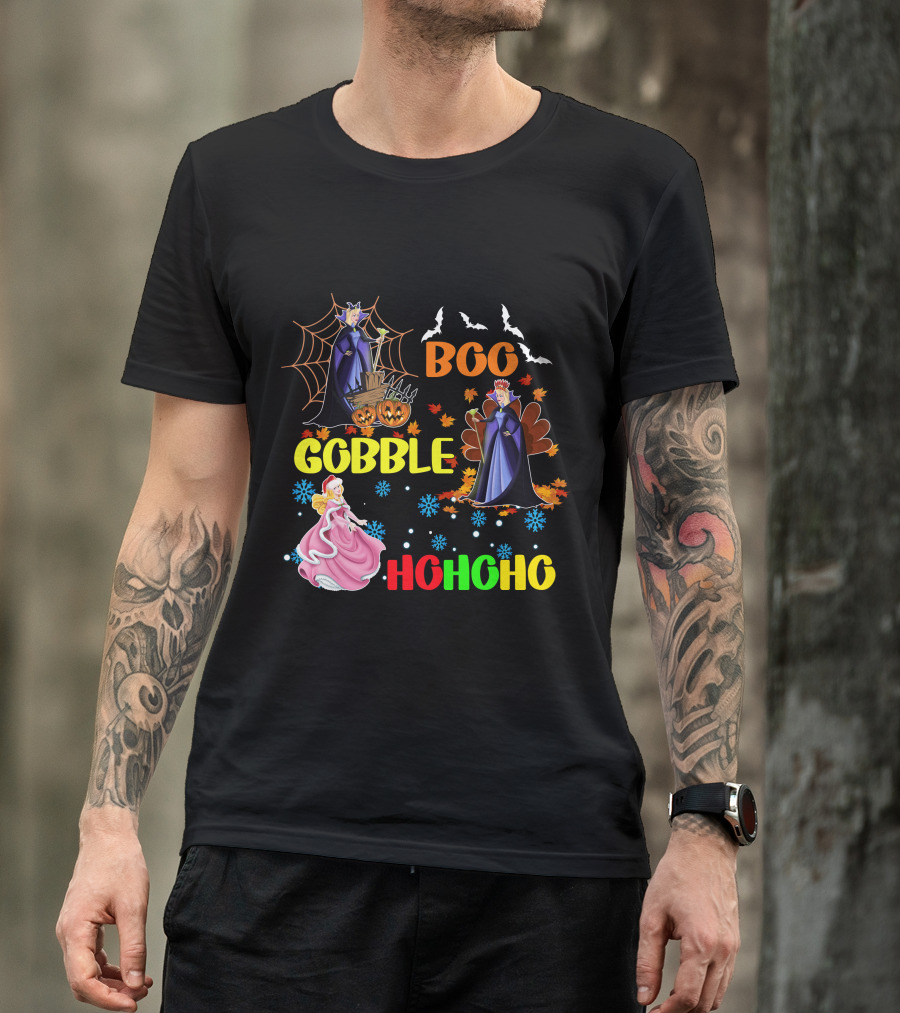 Aurora Boo Gobble Ho Ho Ho HalloThanksMas T-Shirt