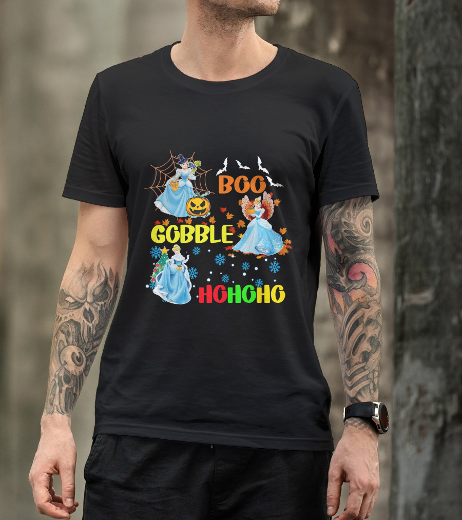 Cinderella Boo Gobble HoHoHo HalloThanksMas Holiday Mashup T-Shirt