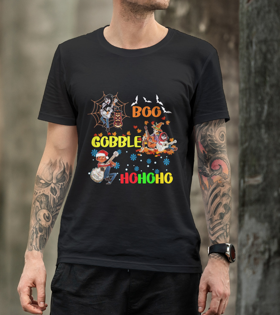 Boo Gobble HoHoHo Coco HalloThanksMas T-Shirt