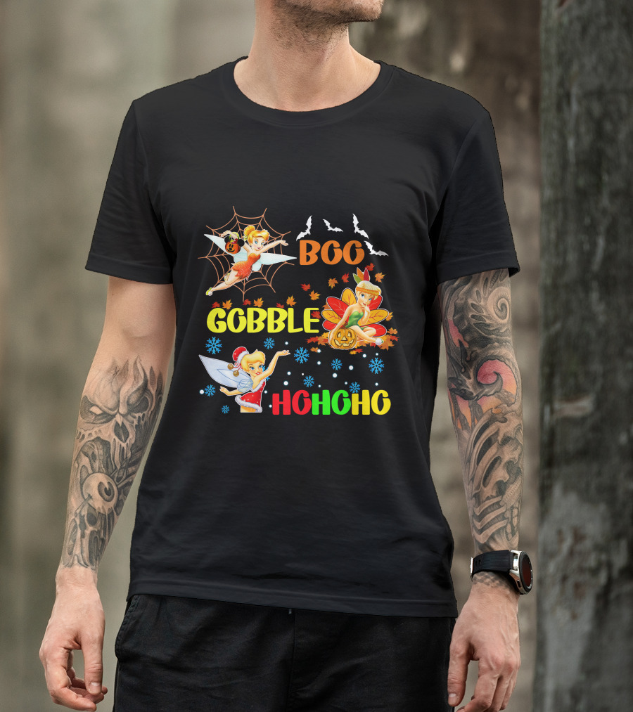 Tinkerbell Boo Gobble HoHoHo HalloThanksMas T-Shirt