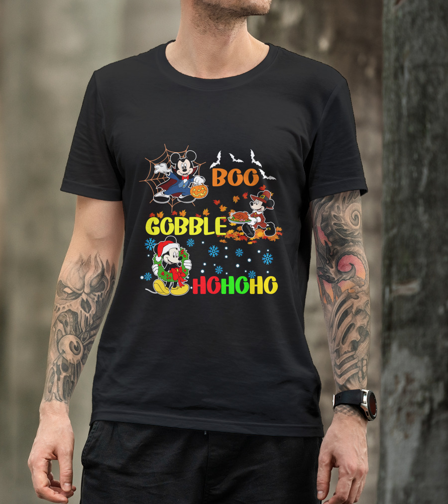 Mickey Boo Gobble HoHoHo T-Shirt