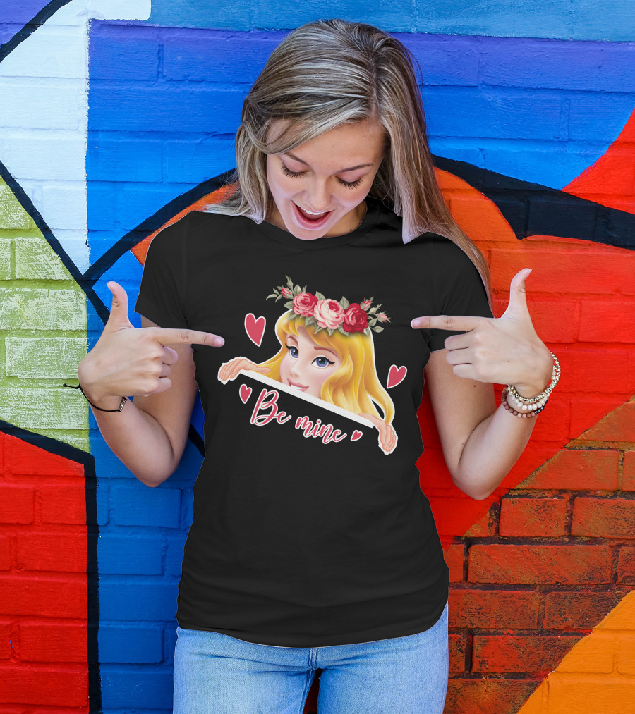 Be Mine Aurora Flower Crown Hearts T-Shirt
