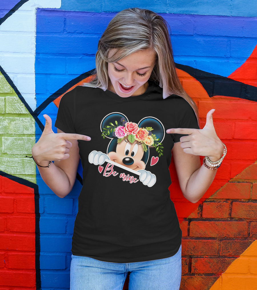 Minnie Mouse Be Mine Floral Hearts T-Shirt