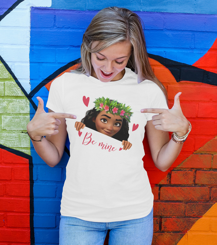 Moana Valentine's Be Mine Hearts Floral Crown T-Shirt