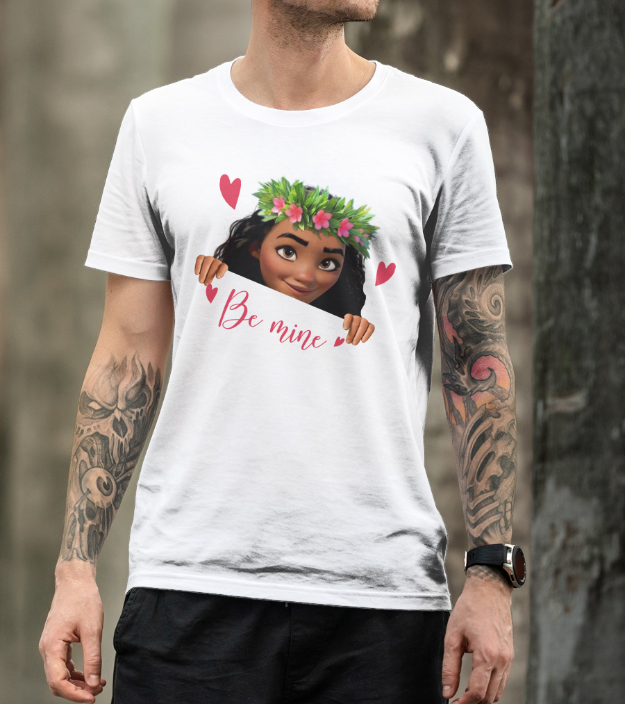 Moana Valentine's Be Mine Hearts Floral Crown T-Shirt