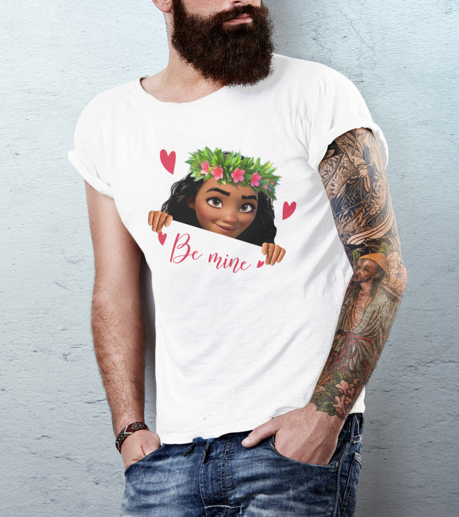 Moana Valentine's Be Mine Hearts Floral Crown T-Shirt
