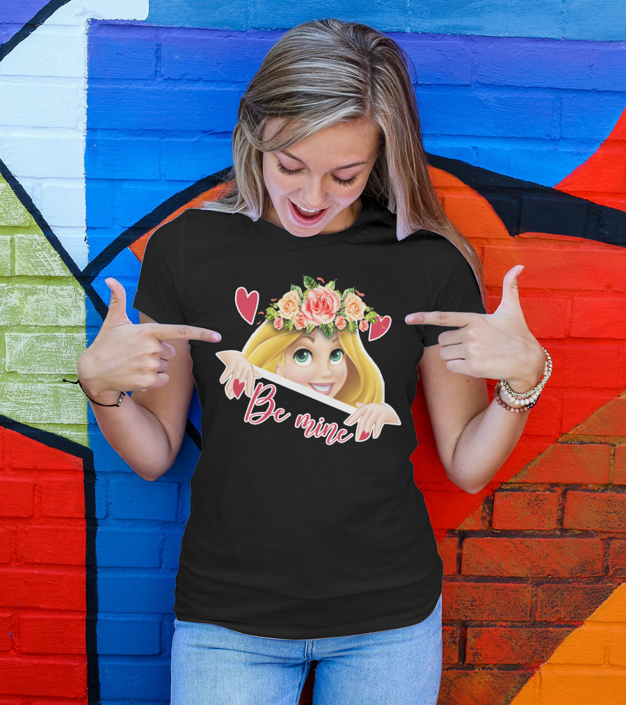 Rapunzel Floral Be Mine Valentines Hearts T-Shirt