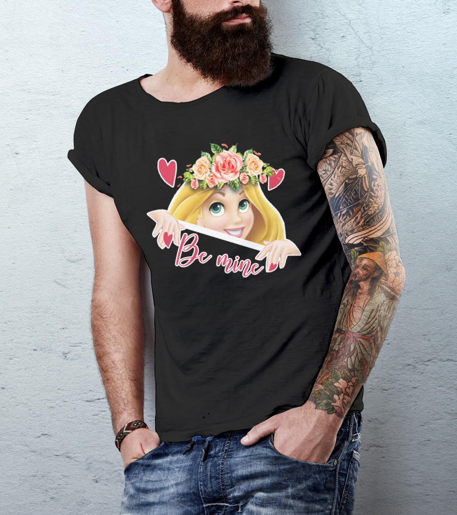 Rapunzel Floral Be Mine Valentines Hearts T-Shirt