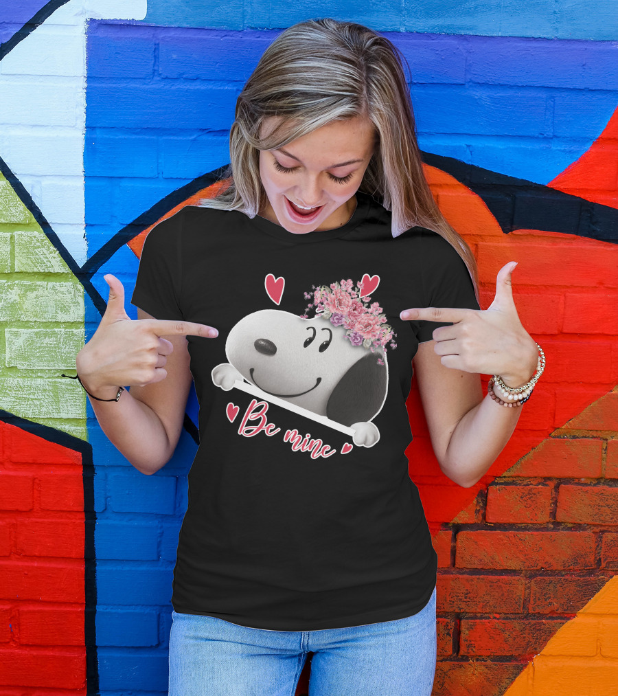 Snoopy Be Mine Hearts And Flowers T-Shirt