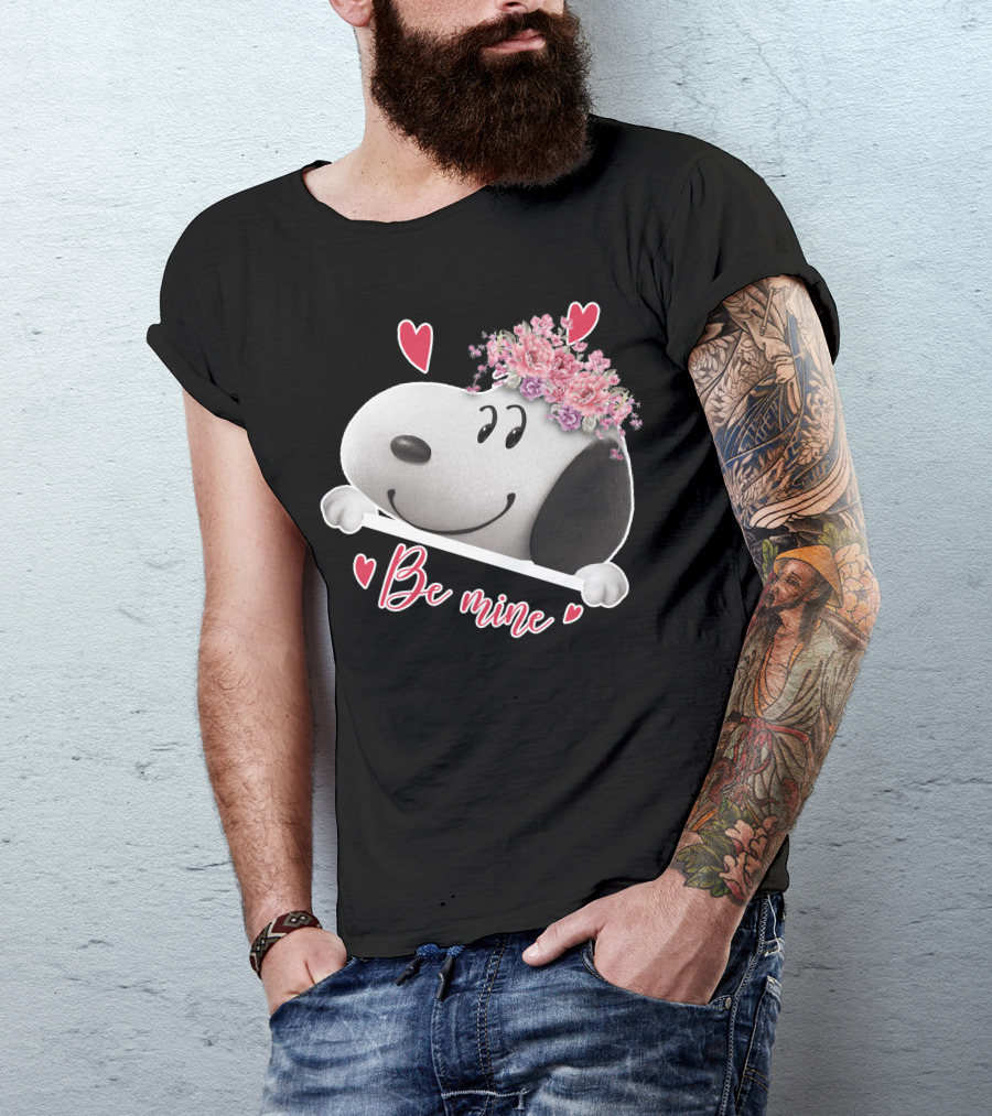 Snoopy Be Mine Hearts And Flowers T-Shirt