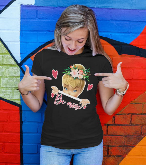 Tinkerbell Be Mine Valentine's Day Hearts Floral Crown T-Shirt