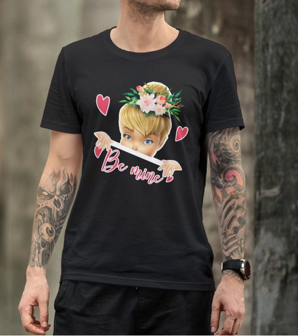 Tinkerbell Be Mine Valentine's Day Hearts Floral Crown T-Shirt
