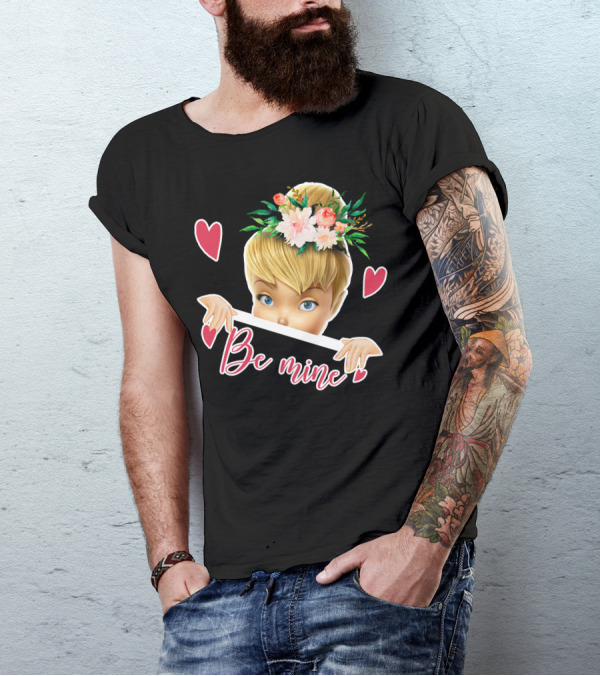 Tinkerbell Be Mine Valentine's Day Hearts Floral Crown T-Shirt
