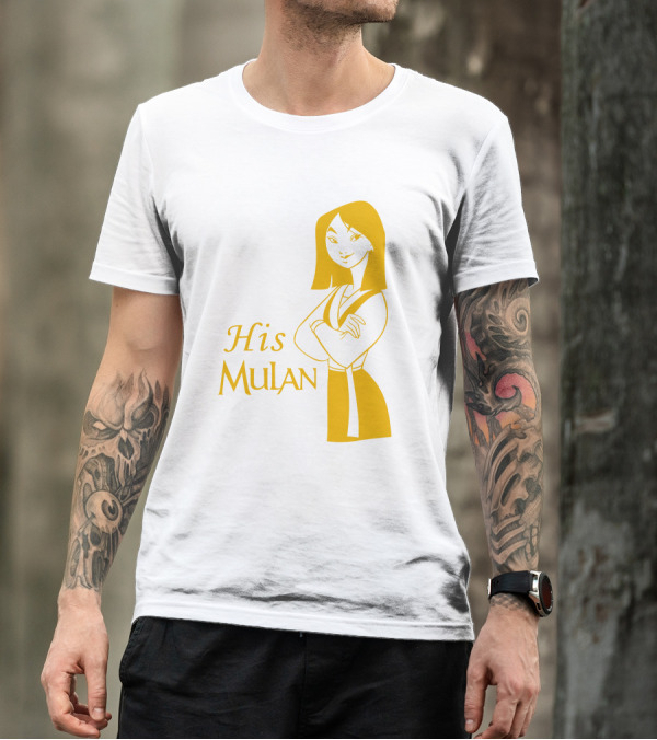 His Mulan Cartoon Character And Text In Yellow T-Shirt