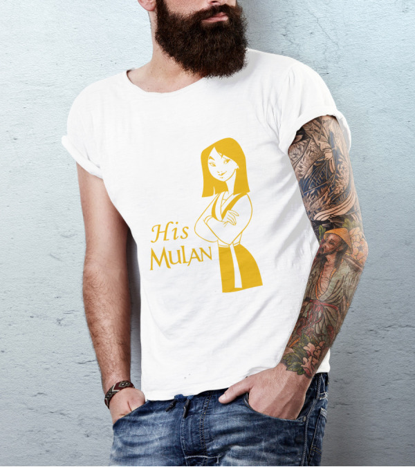 His Mulan Cartoon Character And Text In Yellow T-Shirt