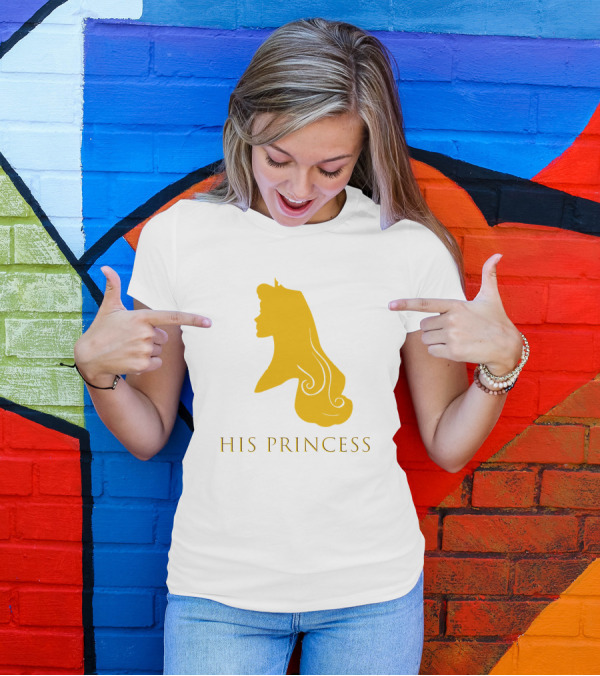 His Princess Silhouette In Yellow Featuring Fairy Tale Royalty T-Shirt