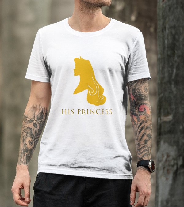 His Princess Silhouette In Yellow Featuring Fairy Tale Royalty T-Shirt