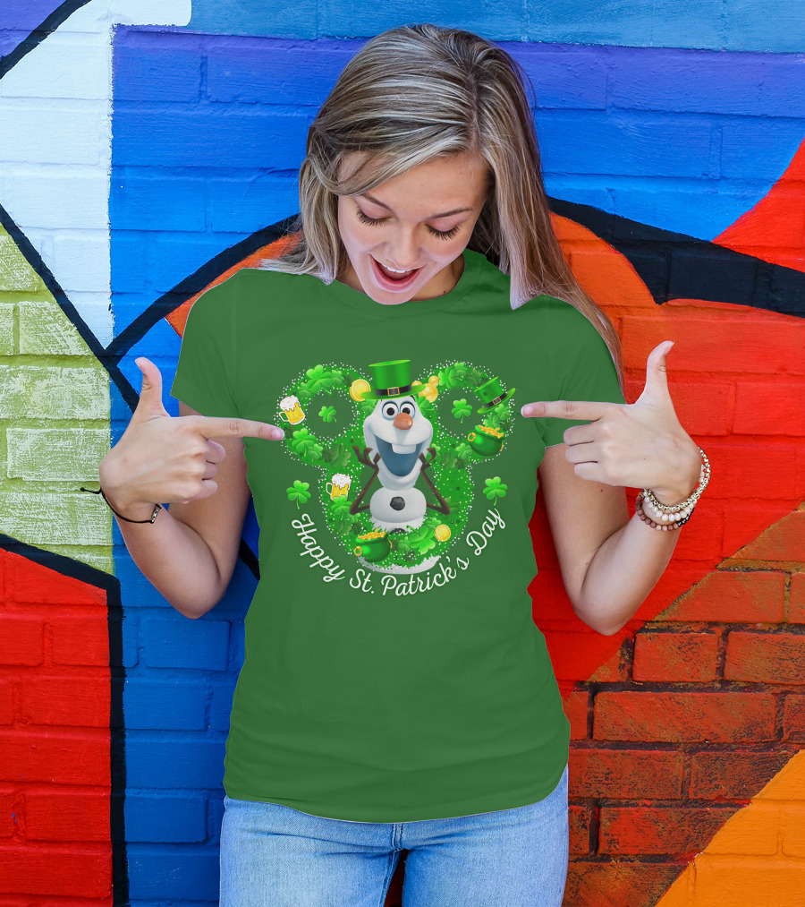 Olaf Happy St. Patrick's Day Shamrocks And Gold T-Shirt