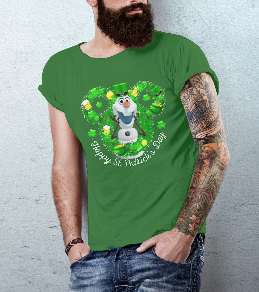 Olaf Happy St. Patrick's Day Shamrocks And Gold T-Shirt