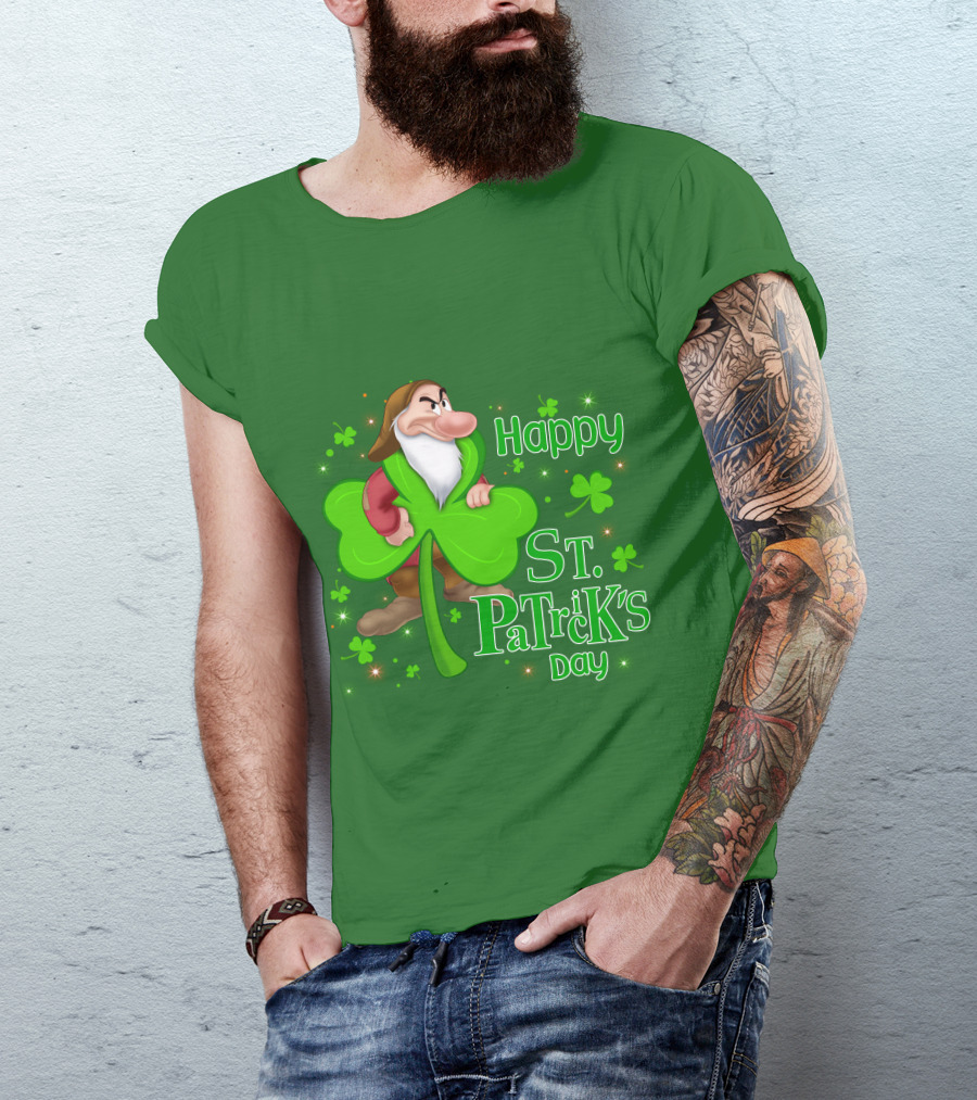 Happy St. Patrick's Day Grumpy Dwarf With Clover And Shamrocks T-Shirt