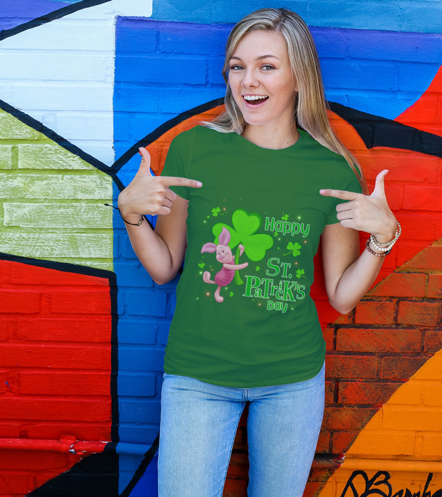 Happy St. Patrick's Day Piglet Shamrock T-Shirt