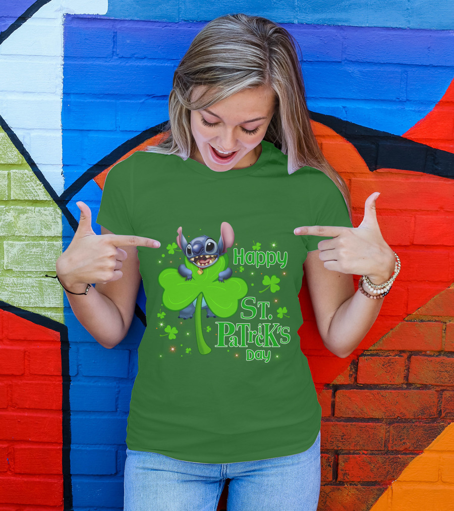 Happy St. Patrick's Day Stitch Shamrock T-Shirt