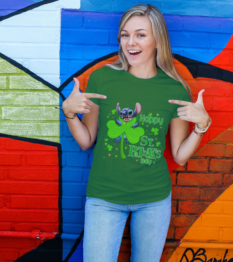 Happy St. Patrick's Day Stitch Shamrock T-Shirt