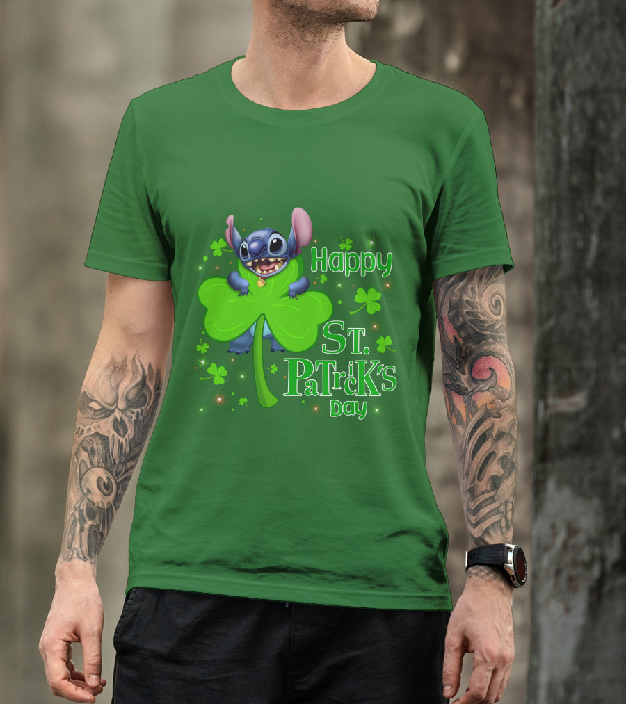 Happy St. Patrick's Day Stitch Shamrock T-Shirt