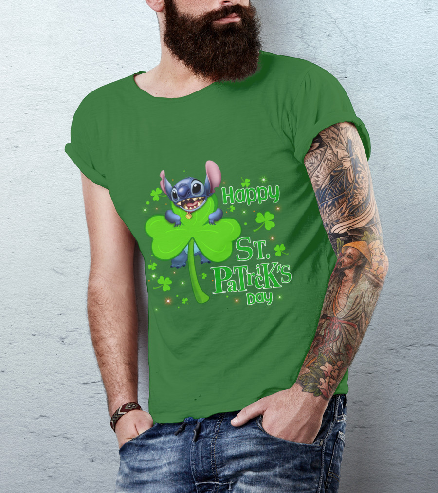 Happy St. Patrick's Day Stitch Shamrock T-Shirt