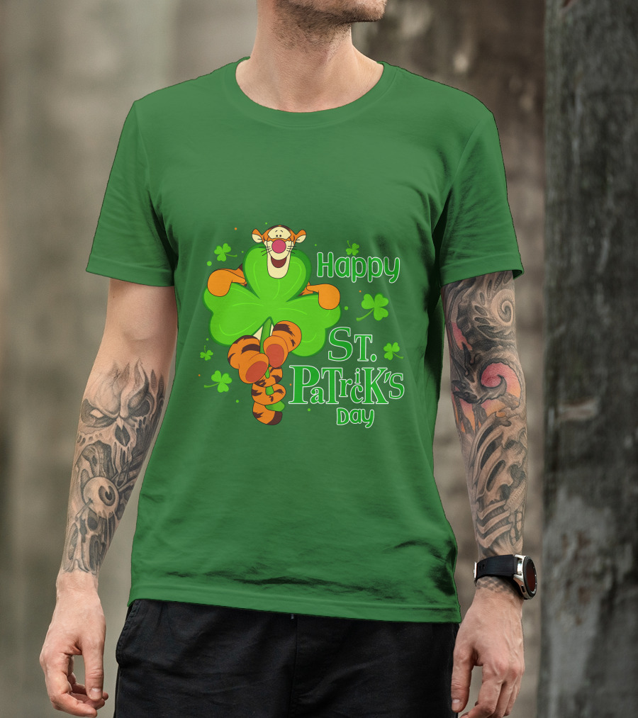 Tigger Happy St. Patrick's Day Shamrock T-Shirt