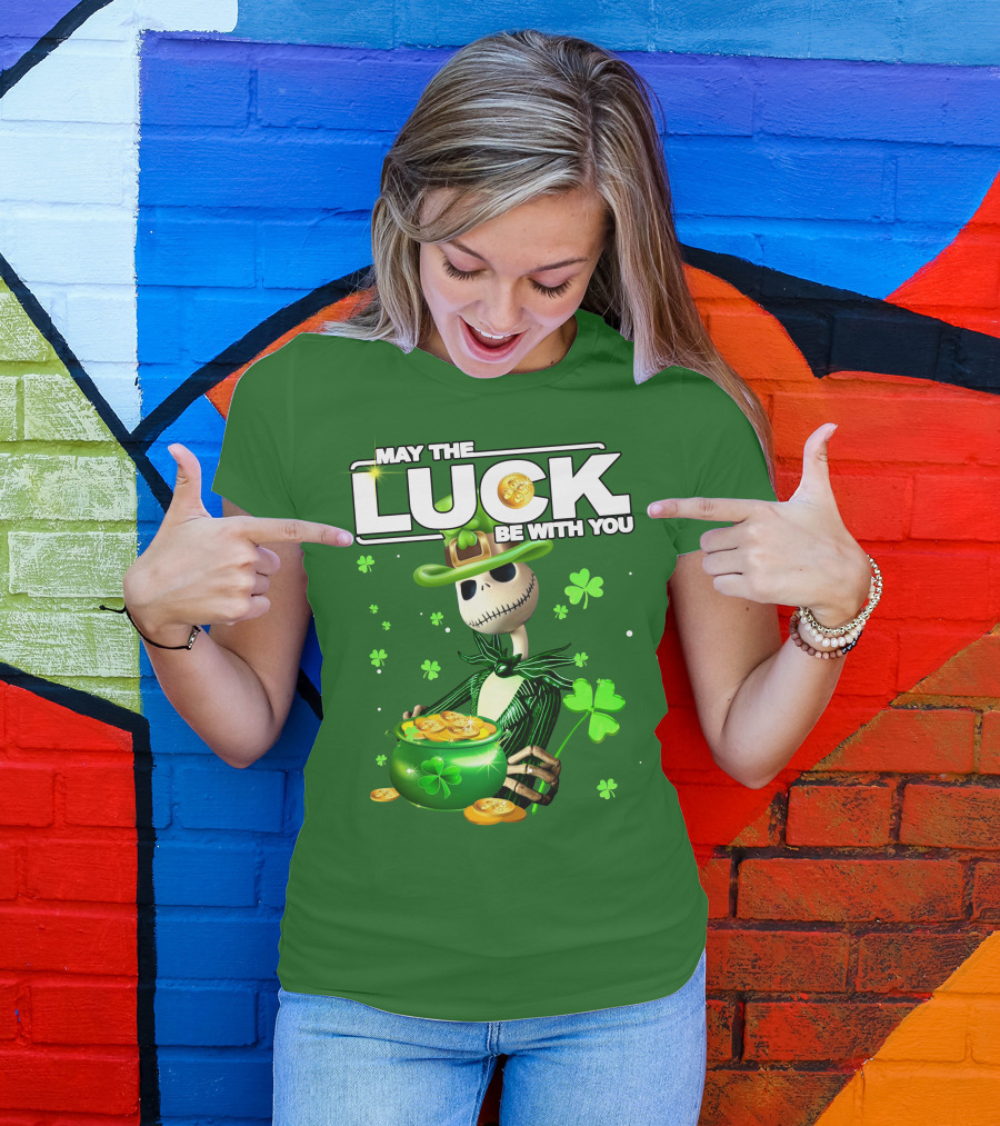 MAY THE LUCK BE WITH YOU St. Patrick's Day Jack Skellington Coin Pot T-Shirt