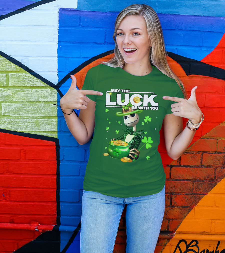 MAY THE LUCK BE WITH YOU St. Patrick's Day Jack Skellington Coin Pot T-Shirt