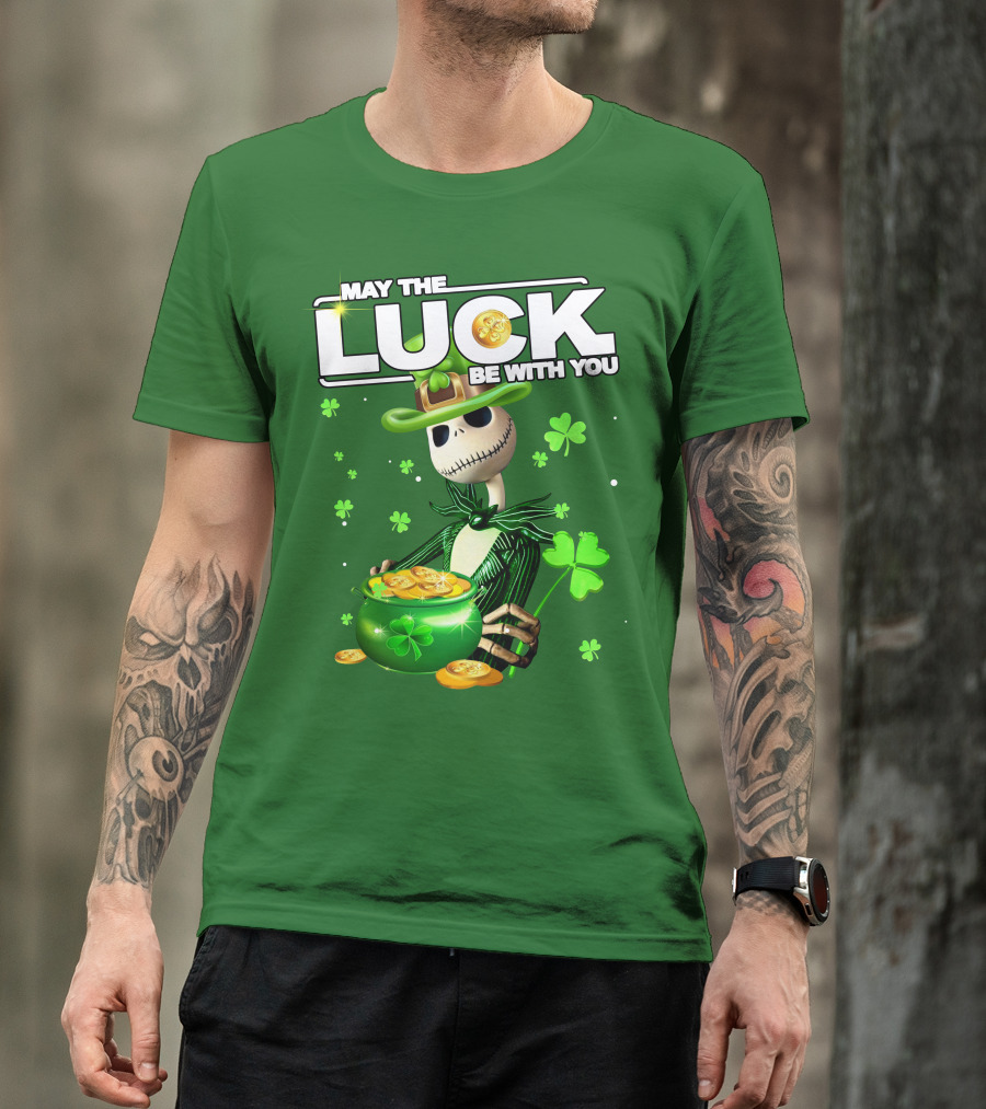 MAY THE LUCK BE WITH YOU St. Patrick's Day Jack Skellington Coin Pot T-Shirt