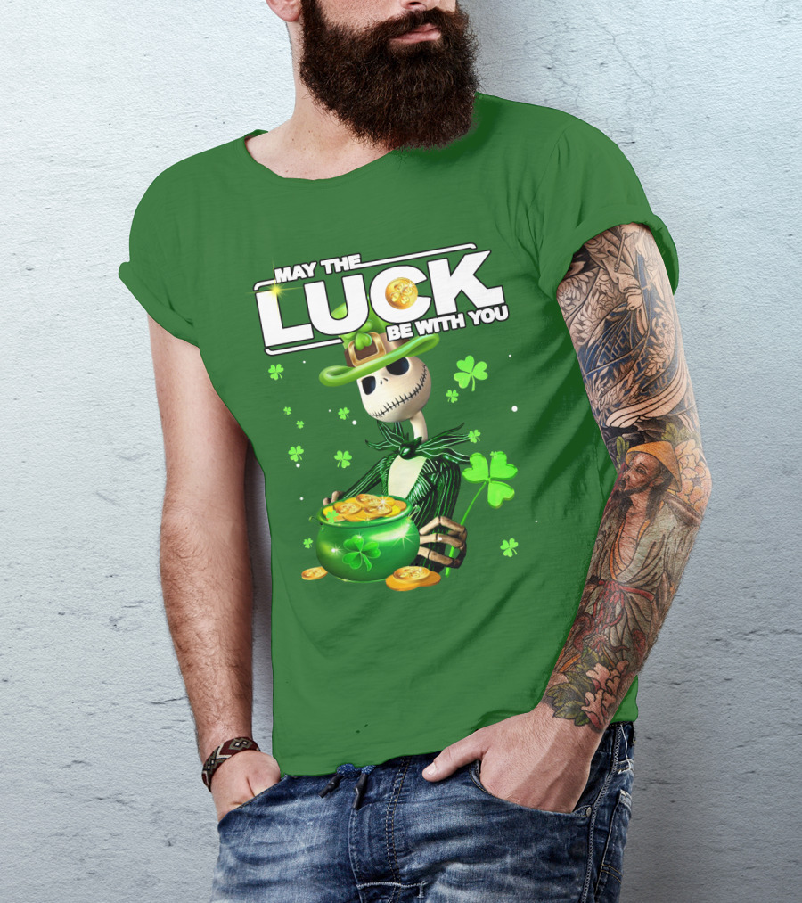 MAY THE LUCK BE WITH YOU St. Patrick's Day Jack Skellington Coin Pot T-Shirt