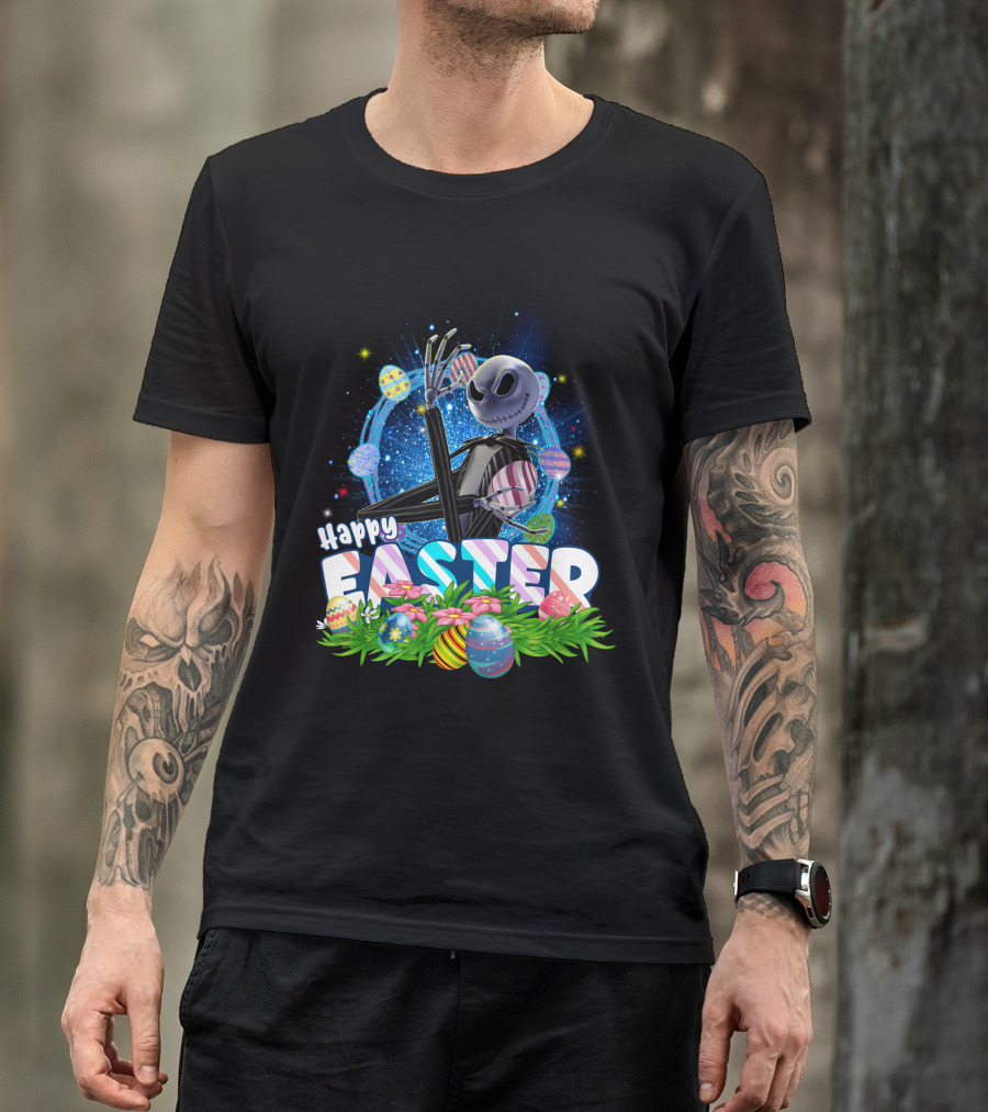 Jack Happy Easter With Eggs And Flowers T-Shirt