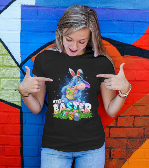 Eeyore Easter Basket With Eggs And Flowers Happy Easter T-Shirt