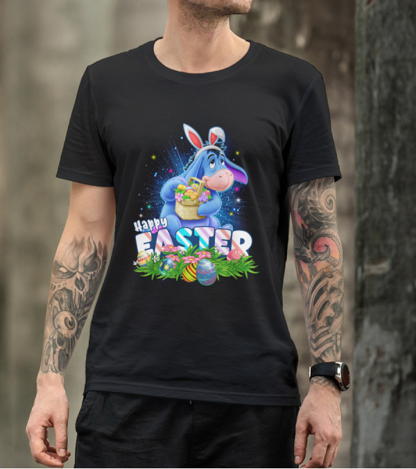 Eeyore Easter Basket With Eggs And Flowers Happy Easter T-Shirt