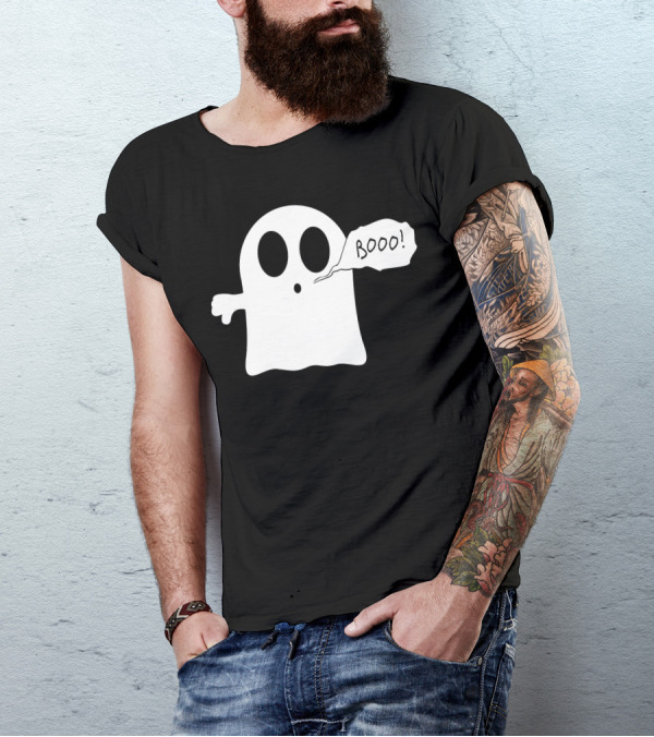 Booo Ghost With Surprised Expression And Speech Bubble T-Shirt