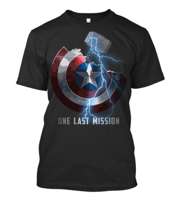 One Last Mission Captain America Shield And Mjolnir Lightning Crossover T-Shirt