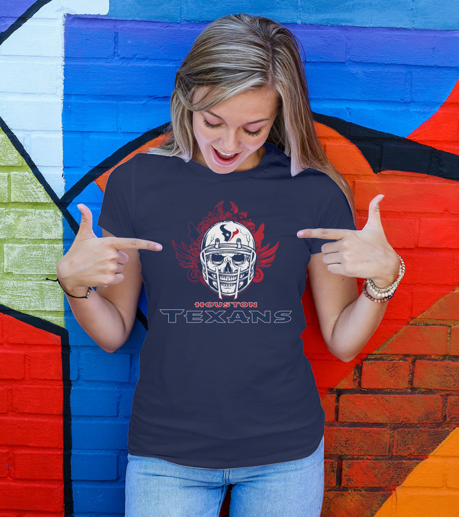 Houston Texans Skull Helmet Wings T-Shirt