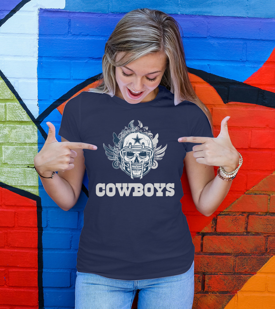 Cowboys Skull Helmet Star Wings T-Shirt